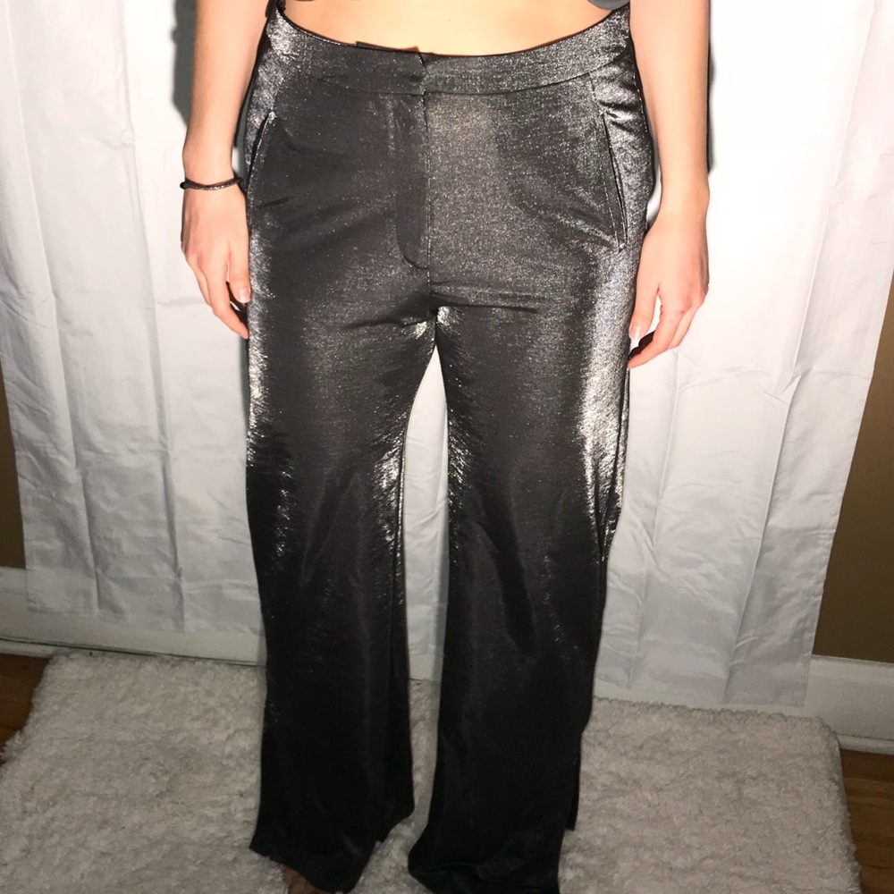 TOPSHOP Shinny Grey Trousers